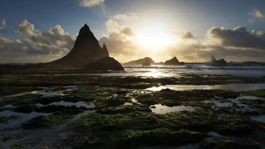 加利福尼亚,马丁海滩,半月湾,海,云,阳光 壁纸 - 1920x1080 全高清