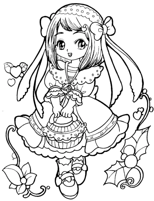 卡通线描 小女孩