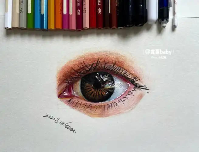 彩铅眼睛特写第一次画人物眼睛