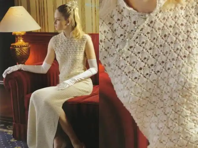 钩针斜襟旗袍款无袖连衣裙附图解