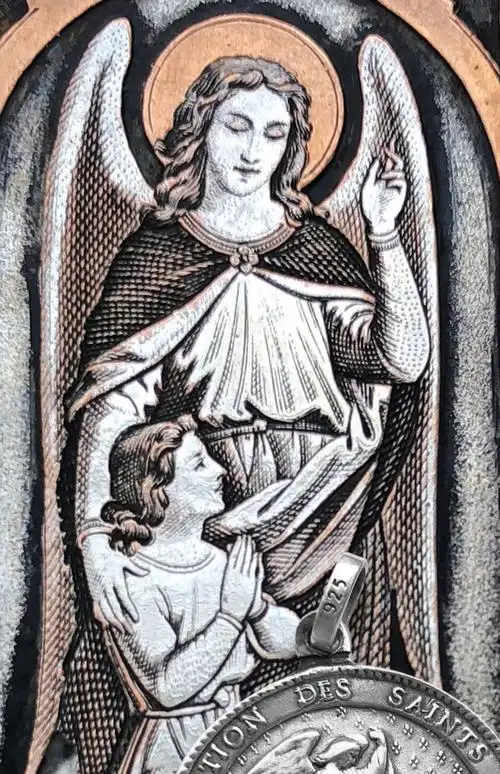 欧凯伦银925名画大天使圣米迦勒屠龙浮雕复古男女吊坠单吊坠赠自己