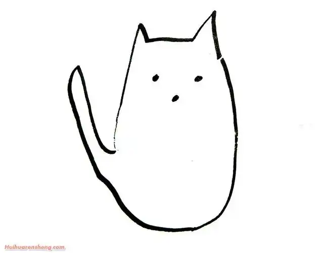 摇尾巴的猫简笔画法步骤图解