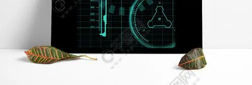 蓝色科幻几何体圆形刻度科技底纹素材背景