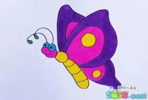 蝴蝶简笔画彩色的儿童画儿童彩色简笔画分步学宝宝学画 美术画画大全