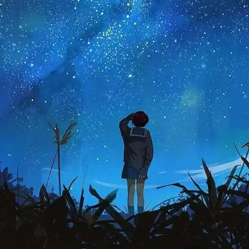 蓝色系文艺动漫头像清新背景图