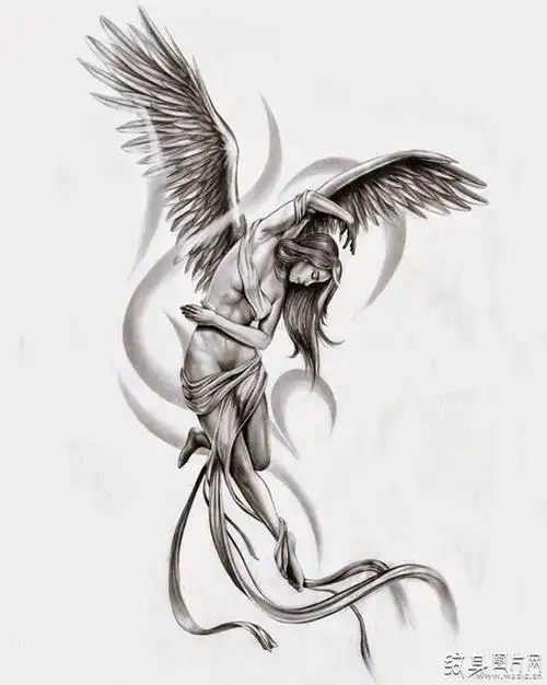 不凡的设计体验天使纹身手稿图案参考