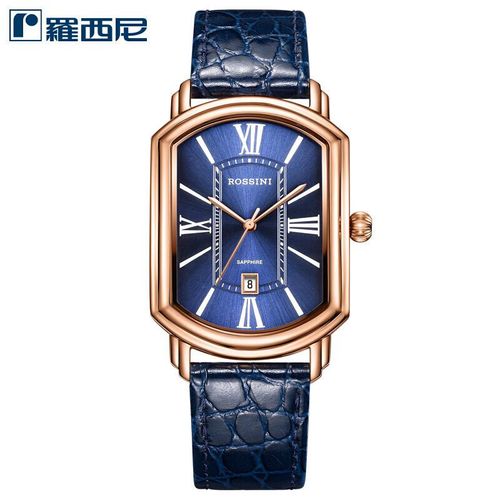 罗西尼(rossini)手表 石英男表时尚休闲皮带防水方形男士腕表