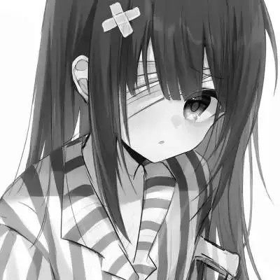 动漫女生头像高清黑白图片