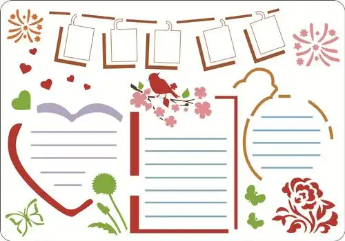 a4绘画模板厂家直销小学生手抄报模板diy镂空手绘涂鸦模板尺