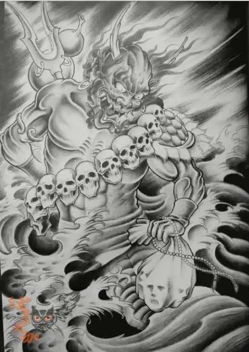 夜叉_纹身图案手稿图片_付伟的纹身作品集