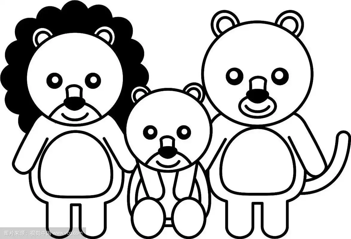 可爱的家庭狮子动物卡通