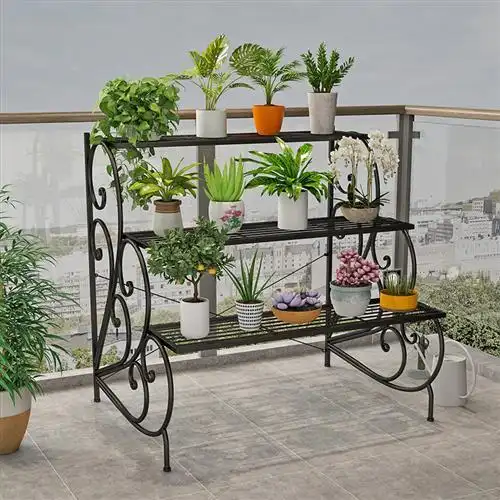 铁艺花架花店展示架梯形花盆盆架阳台室外多层花架