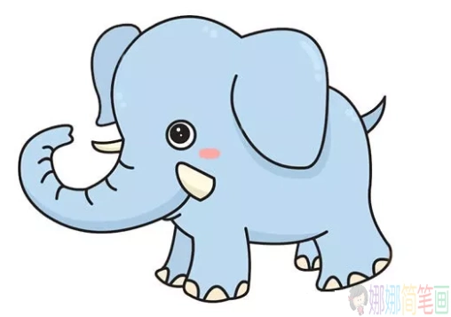 步骤五:涂上颜色,大象简笔画完成啦!