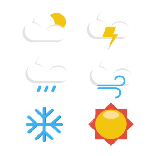 多云转晴雨天雪天晴天天气矢量元素免抠