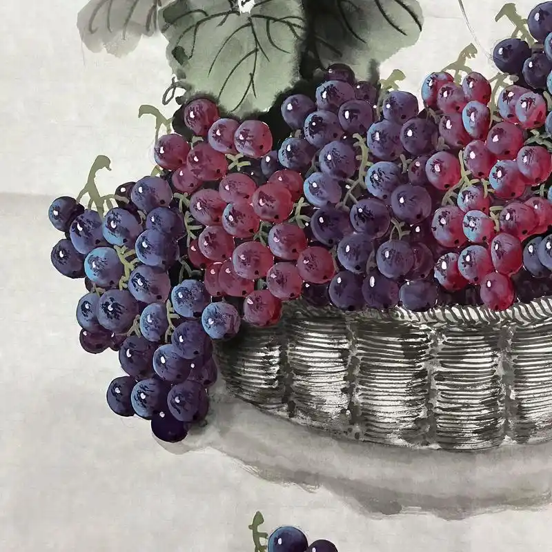 精品手绘葡萄国画,请你欣赏#装饰画 #国画葡萄挂霜怎么画 # - 抖音