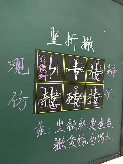 硬笔书法楷书笔画结构法则竖折撇