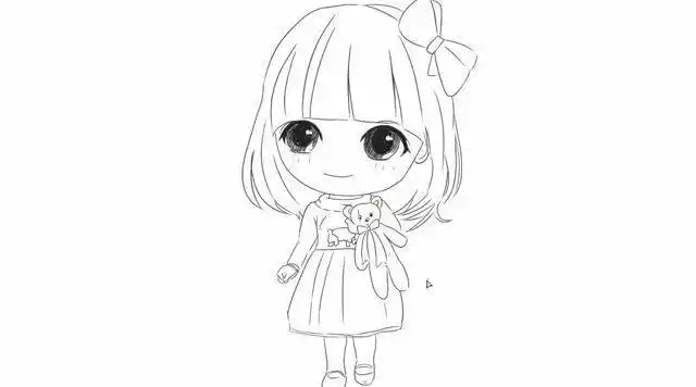 简笔画q版萌系二次元情侣人物高清卡通简笔画萌系小妹妹简笔画简笔画