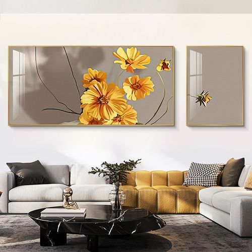 网红壁画两联挂画意式极简唯美沙发背景墙装饰画客厅温馨暖色组合