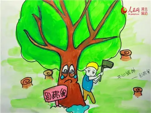 爱护树木简笔画