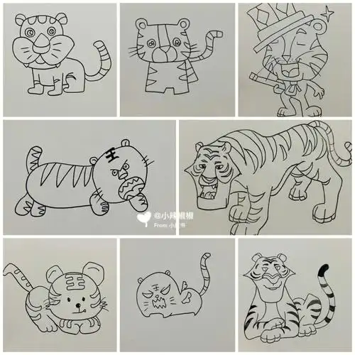 萌虎猛虎图鉴|老虎简笔画教程线稿