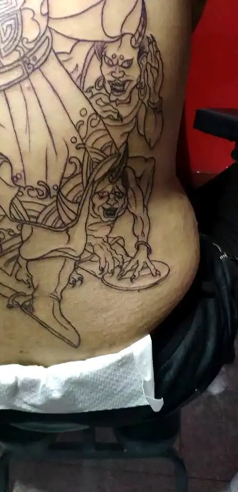 五鬼运财线条,钟馗抓鬼,鬼运财!取抓财之寓意!