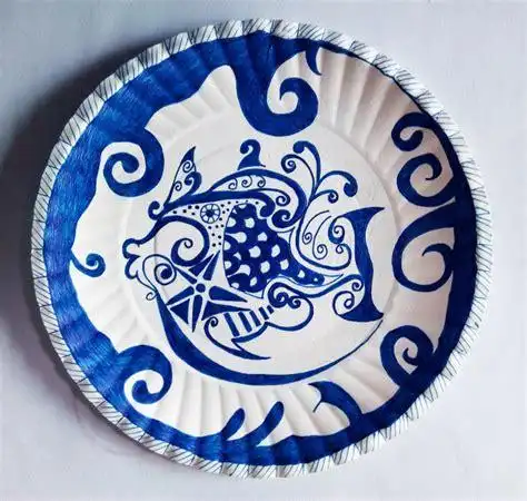 幼儿大班青花瓷纸盘画青花瓷幼儿园盘子画步骤2022已更新今日图集