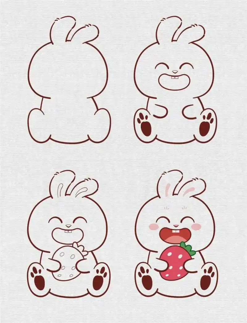 兔小萌ip 卡通可爱插画简笔画 可爱卡通小兔子插画设计 #兔子插画