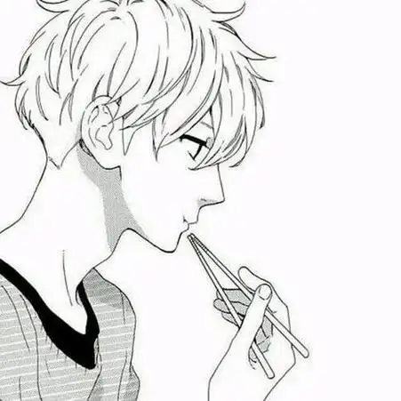 动漫二次元男生头像帅线描黑白