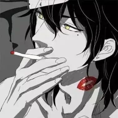 极度压抑丧头像男抽烟