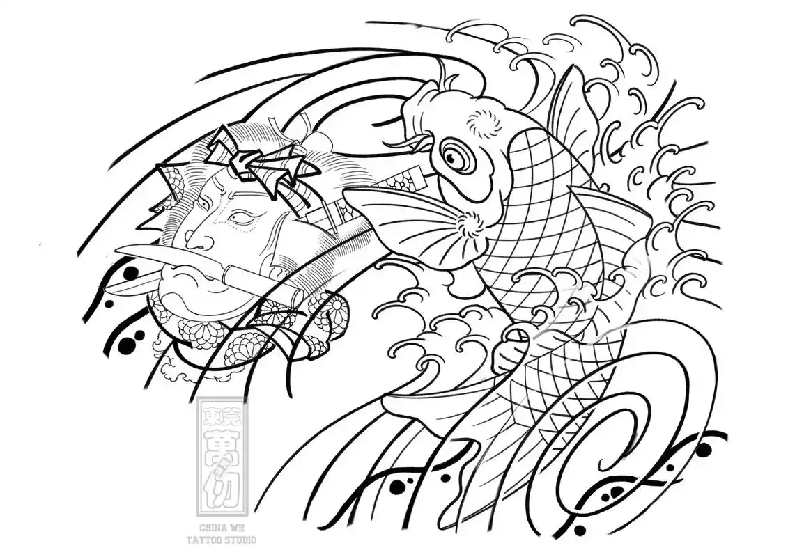 纹身手稿 #日式老传统 #纹身设计 #半甲纹身