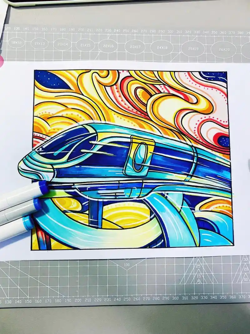 23考研|马克笔万能素材——高铁步骤画法 高铁是快题设计中非常万能的