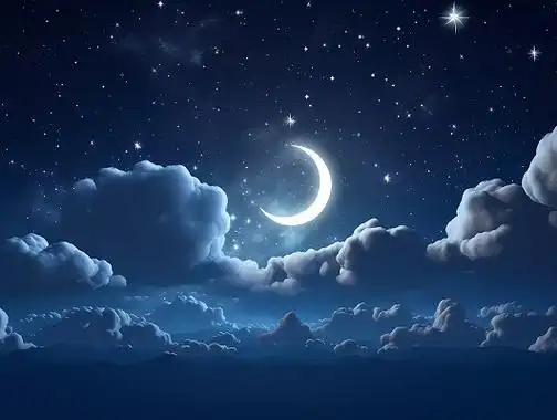 卡通唯美蓝色星空月亮场景