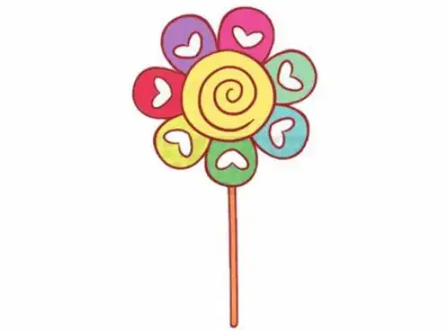 手绘带颜色风车简笔画教学步骤 彩色风车简笔画怎么画