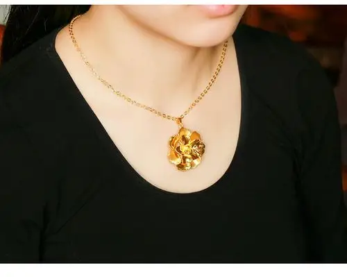 金地珠宝梅花3d硬金吊坠花朵黄金吊坠足金花吊坠求婚结婚礼物-黄色-3.