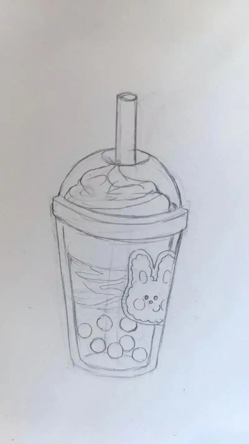 跟我学画疫情开放后的第一杯奶茶吧