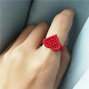 手工编织心形戒指红绳指环情侣闺蜜小红心礼物情人节爱心礼品