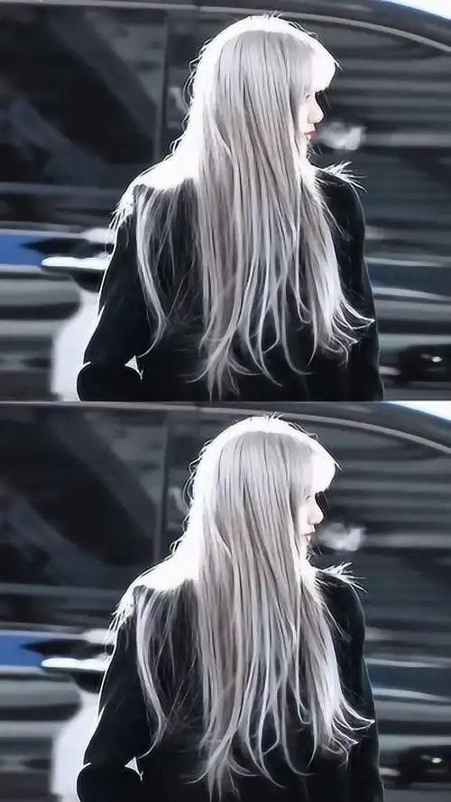 银灰色头发的lisa特别美喜欢她迷人的笑容虽然她的嘴巴很大