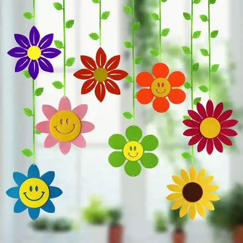 幼儿园吊饰挂饰教室花朵卡通装饰品挂件窗户环创材料走廊空中布