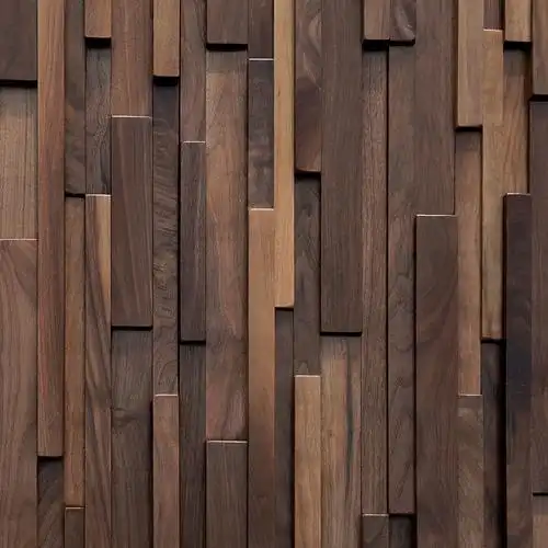 黑胡桃木原木实木木质3d马赛克木条木线条电视背景墙墙面装饰材料