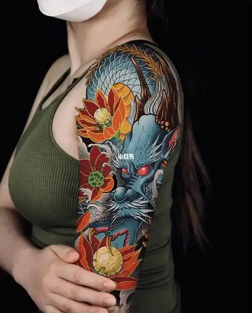 同城  #纹身手稿  #半臂纹身  #龙