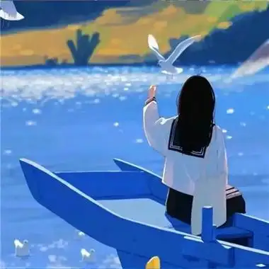 治愈系蓝色风格女生头像图片