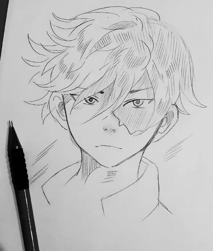 铅笔画动漫人物线稿图非常实用的临摹素材