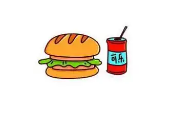 卡通简笔画汉堡薯条可乐