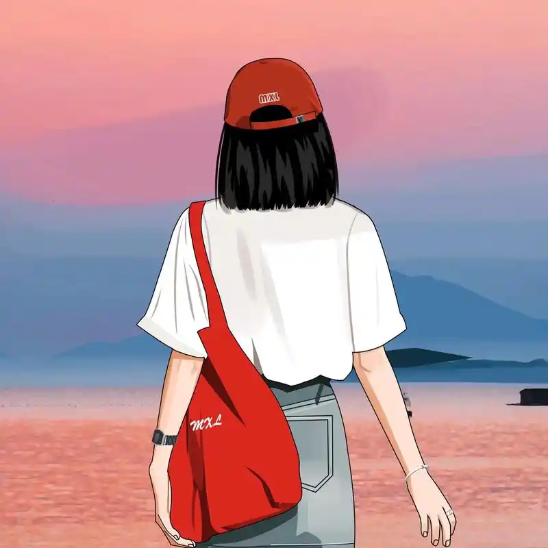 短发女生看海头像.#氛围感拉满的头像 #女生头像 #手绘头像 - 抖音