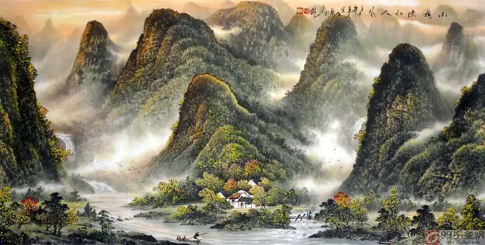 已售李宗峻四尺精品国画小桥流水人家