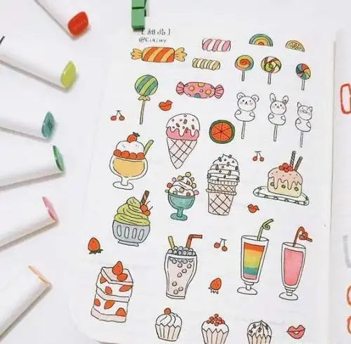 手绘手帐素材,各种小图案,编框,花边,让你的手帐更加漂亮