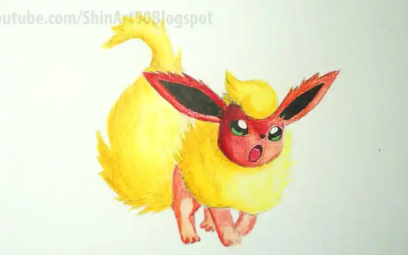 如何画一只火伊布(火精灵)