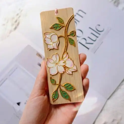 非遗手作掐丝珐琅书签樱花