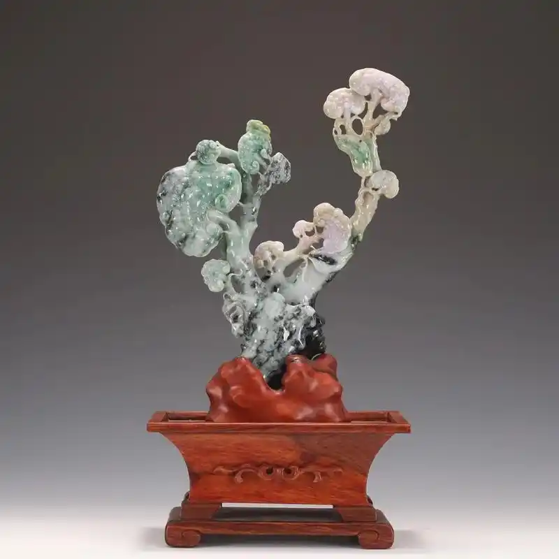 旧藏翡翠灵芝树摆件