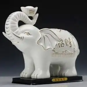 陶瓷大象摆件一对招财风水象图片
